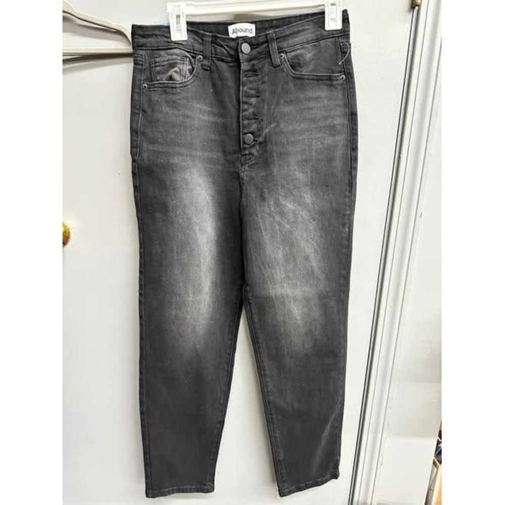 ABOUND Womens Charcoal Gray Button Fly High Waisted Straight Leg Jeans Size